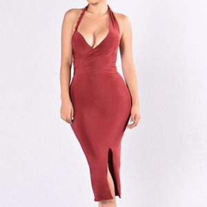 Fashion Nova Echo Dress Burgundy Small NWT